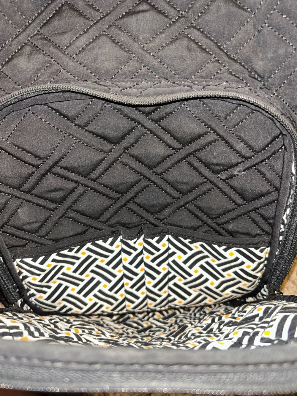 Vera Bradley black quilted backpack bag with pockets for school supplies